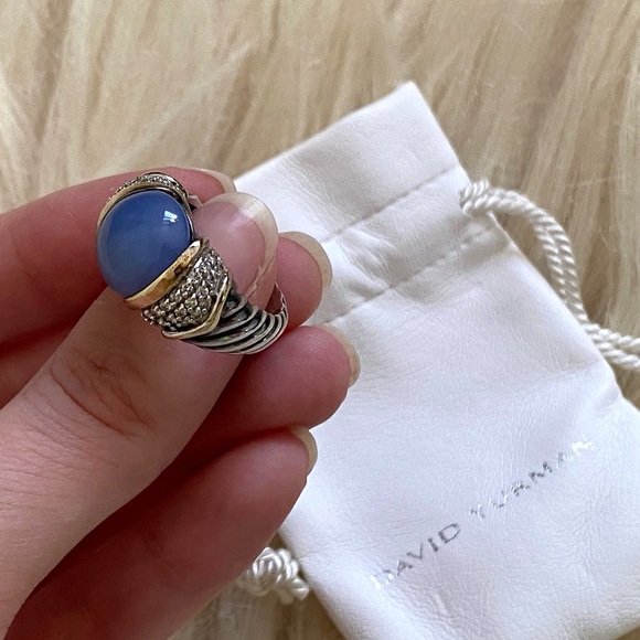 David Yurman Large Chalcedony Diamond Ring - Picture 8 of 12
